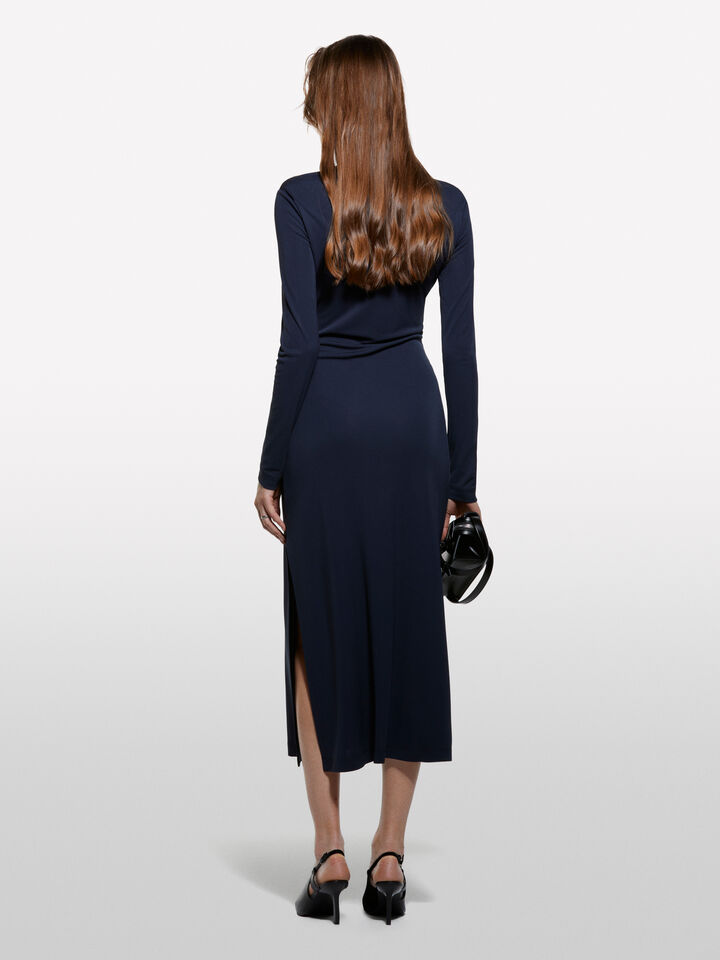 Φόρεμα μπλε σκούρο με σκίσιμο - φορέματα μακριά γυναικεία - Σκουρο Μπλε | Sisley image number 2